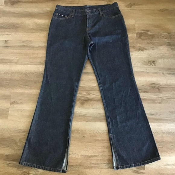 Dkny Jeans Juniors Size 13 Wide Leg Y2K Pride Rainbow Stitching Dark Blue - Picture 1 of 8